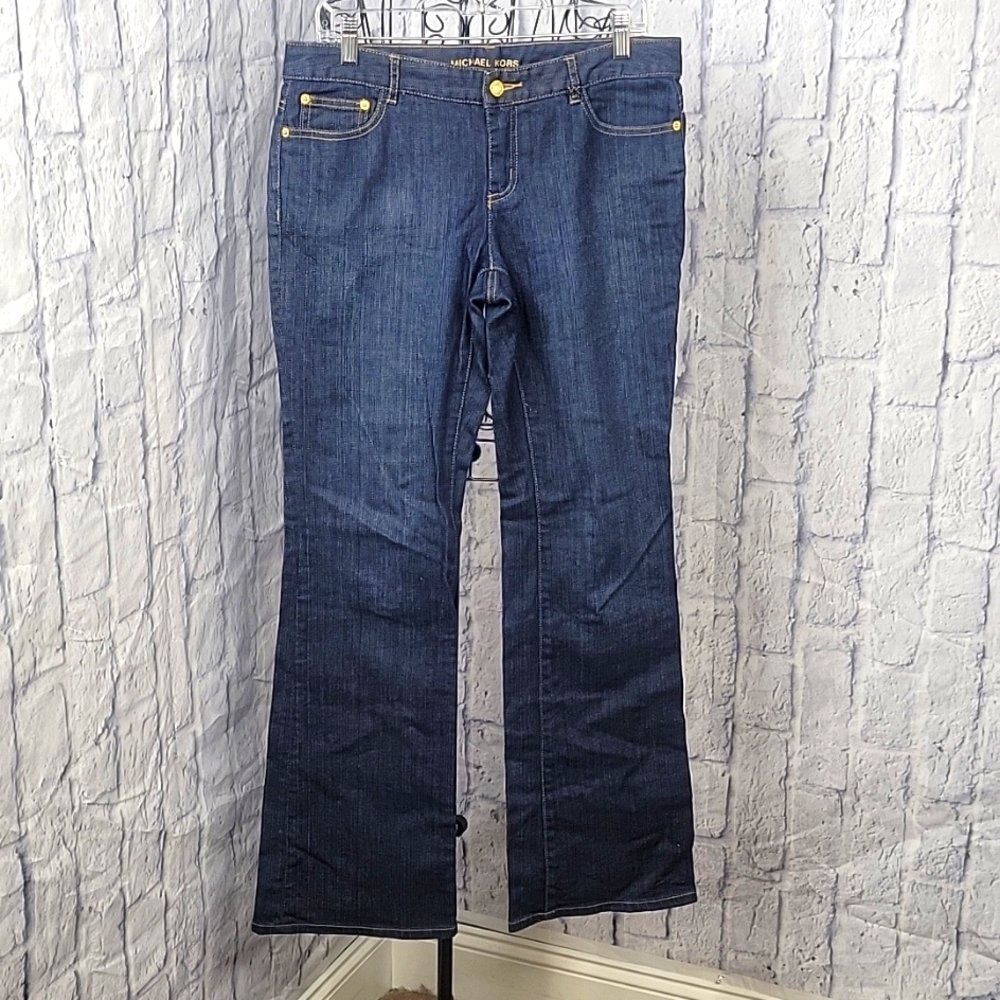 MICHAEL KORS Flared Bedazzled Jeans Size 8